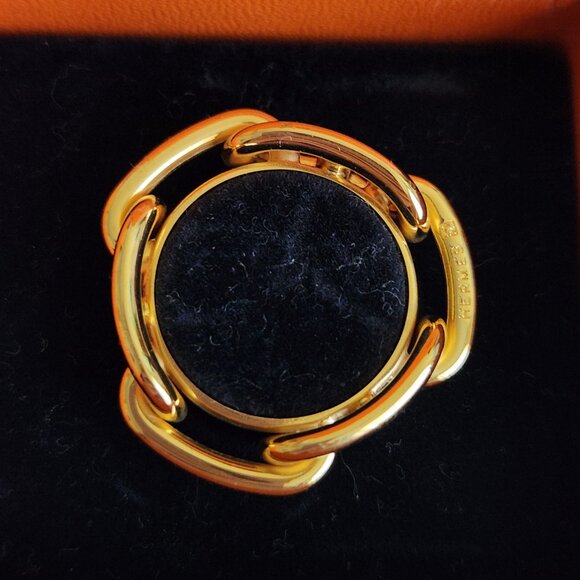 HERMES Chaine d'Ancre Gold Tone Scarf Ring - Picture 2 of 7